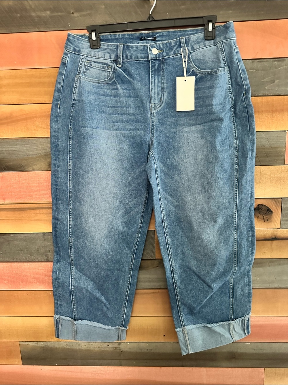 Flamingals Stretchy Barrel Cuffed Jeans 2X